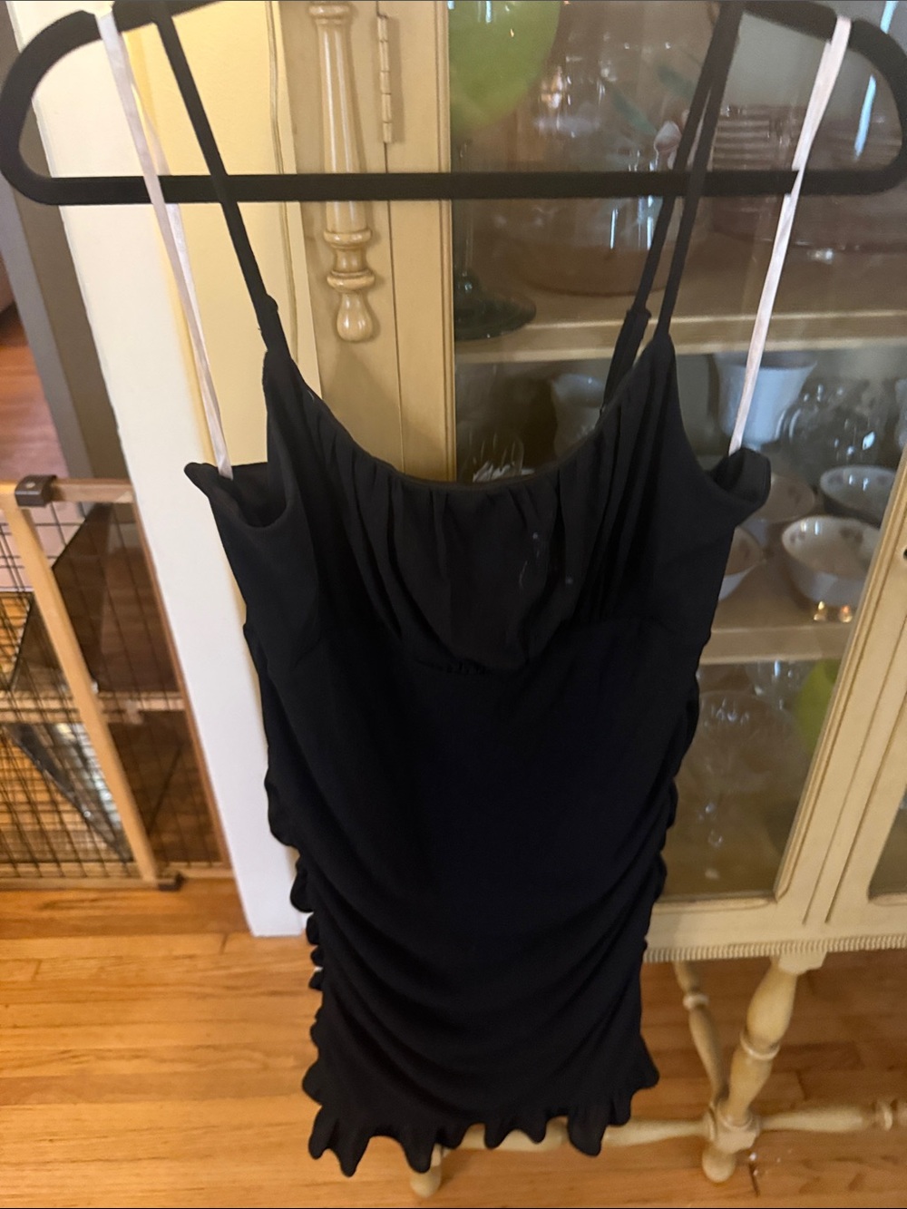 BCBGeneration Black Ruched Mini Slip Dress